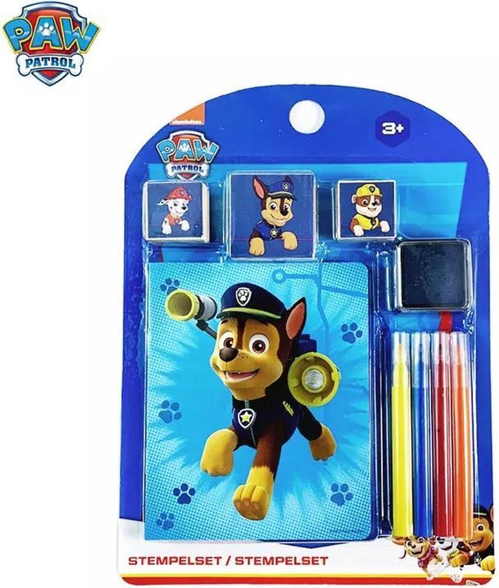 Paw Patrol Giftset | Kleuren & stempelen | Kleurboek Stempels Stiften | Cadeauset | Marshall | Chase |